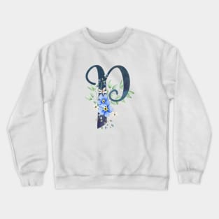 Floral Monogram P Wild Blue Flowers Crewneck Sweatshirt